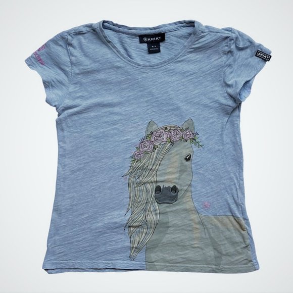 T-shirt Ariat Pour Femme - Bleu Marine, Motif Foin, Taille XS, Neuf Avec étiquettes